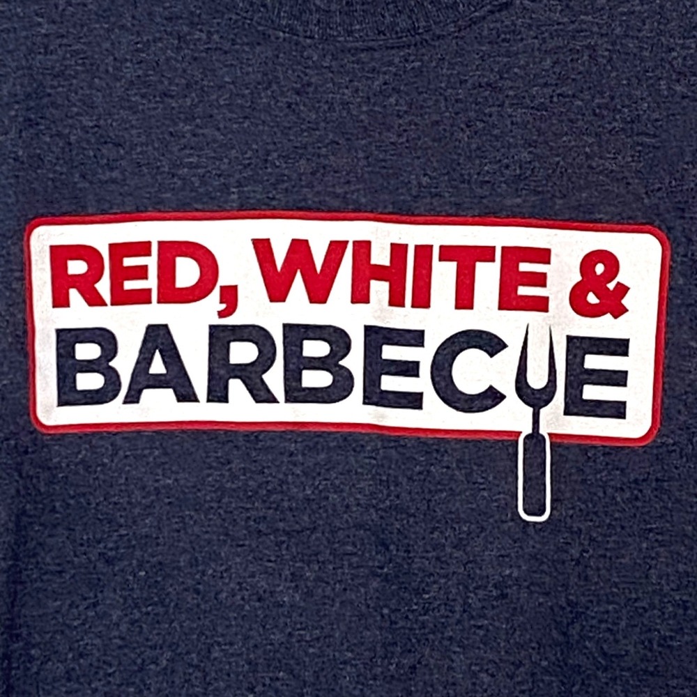 Patriotic‎ Barbecue Grilling T-Shirt Mens L Blue USA Fourth of July Memorial Day